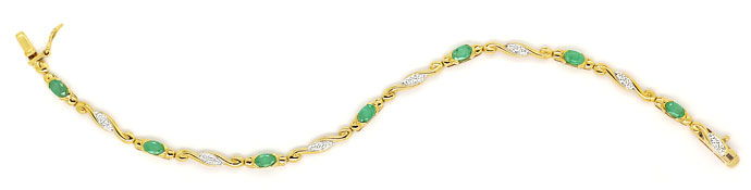 Foto 1 - Zauberhaftes Goldarmband Smaragde und Diamanten 14K/585, R7768
