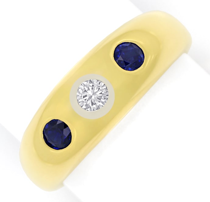Foto 2 - Goldbandring mit lupenreinem Diamant und blauen Safiren, S1659