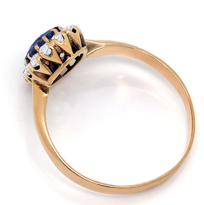 Foto 3 - antiker Rotgold-Ring mit Altschliff Diamanten und Safir, S3533